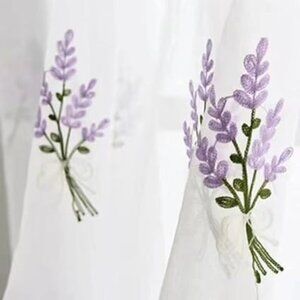 Floral White Sheer Curtains Purple Lavender Flower